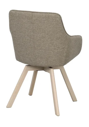 ROWICO Alison spisebordsstol, drejelig, m. armln - mrk beige stof og hvidpigmenteret egetr