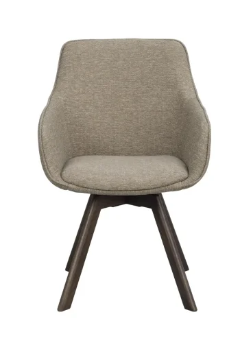 ROWICO Alison spisebordsstol, drejelig, m. armln - mrk beige stof og brun egetr