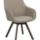 ROWICO Alison spisebordsstol, drejelig, m. armln - mrk beige stof og brun egetr