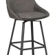 ROWICO Alison barstol, drejelig, m. rygln og fodsttte - gr mikrofiber og sort metal