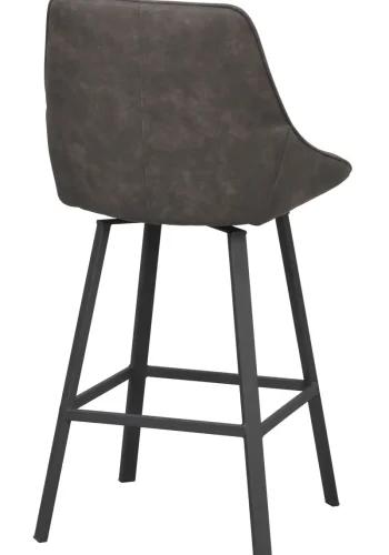 ROWICO Alison barstol, drejelig, m. rygln og fodsttte - gr mikrofiber og sort metal