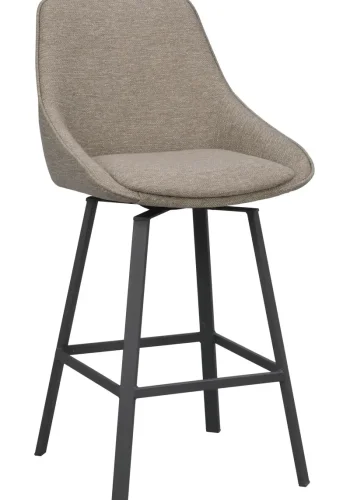 ROWICO Alison barstol, drejelig, m. rygln og fodsttte - mrk beige stof og sort metal