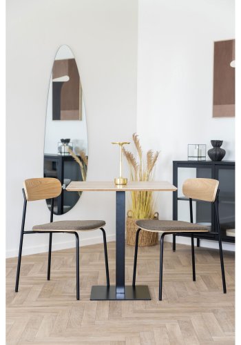 HOUSE NORDIC Fano cafebord, kvadratisk - natur melamin og sort stl (70x70)