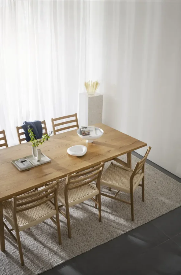 ROWICO Harlan spisebordsstol - lys beige papirsnor og natur eg