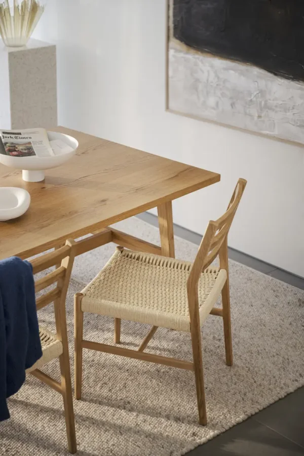 ROWICO Harlan spisebordsstol - lys beige papirsnor og natur eg