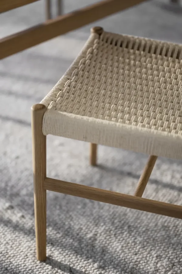 ROWICO Harlan spisebordsstol - lys beige papirsnor og natur eg