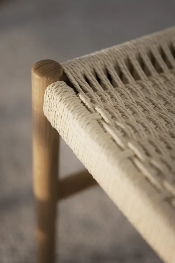 ROWICO Harlan spisebordsstol - lys beige papirsnor og natur eg