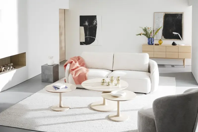 ROWICO Hobart sofabord, rund - hvidpigmenteret eg (90)