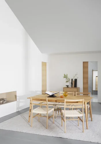 ROWICO Harlan spisebordsstol - lys beige papirsnor og natur eg