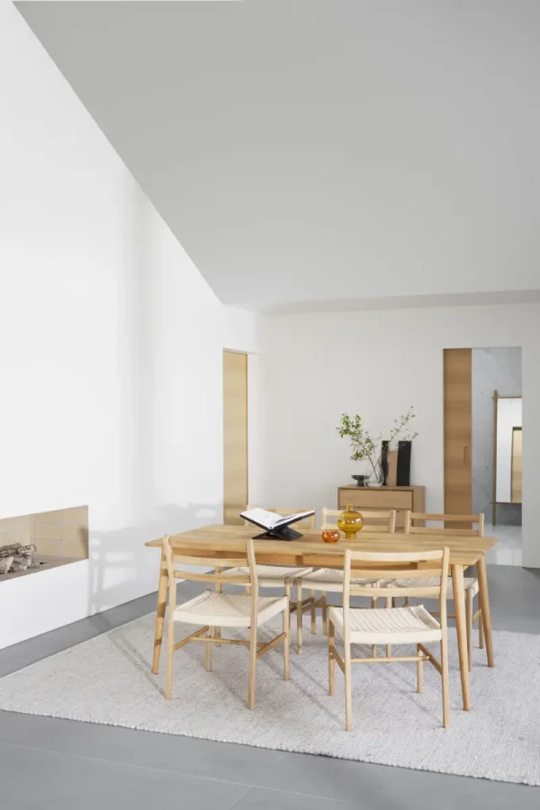 ROWICO Harlan spisebordsstol - lys beige papirsnor og natur eg