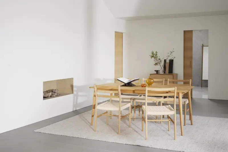 ROWICO Harlan spisebordsstol - lys beige papirsnor og natur eg