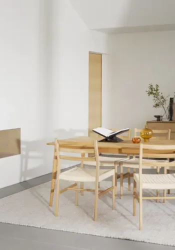 ROWICO Harlan spisebordsstol - lys beige papirsnor og natur eg