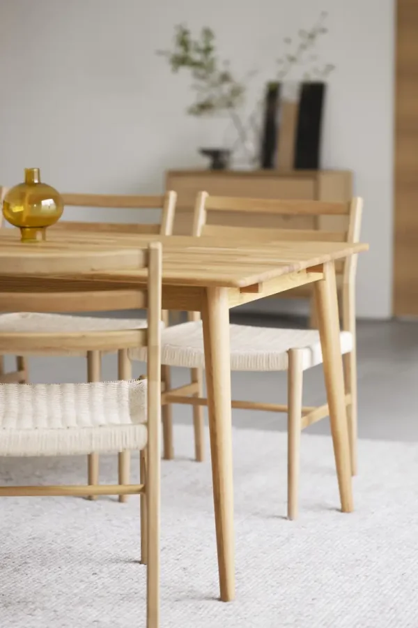 ROWICO Harlan spisebordsstol - lys beige papirsnor og natur eg