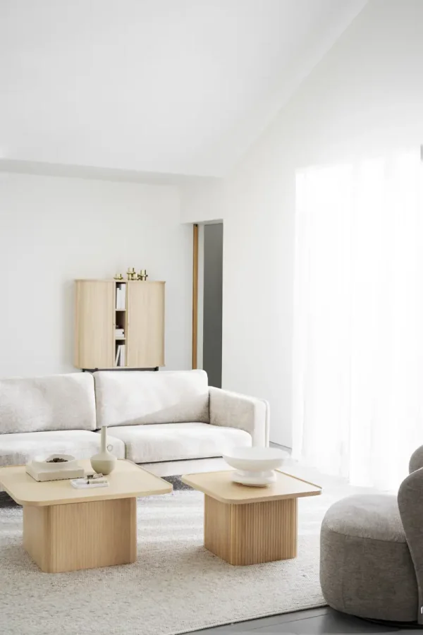 ROWICO Braden 3 pers. sofa - lys beige stof og natur egetr