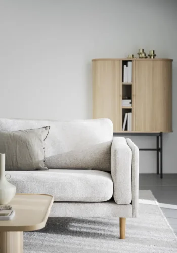 ROWICO Braden 3 pers. sofa - lys beige stof og natur egetr