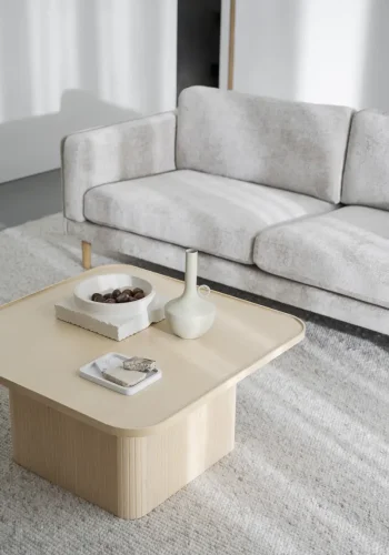 ROWICO Braden 3 pers. sofa - lys beige stof og natur egetr