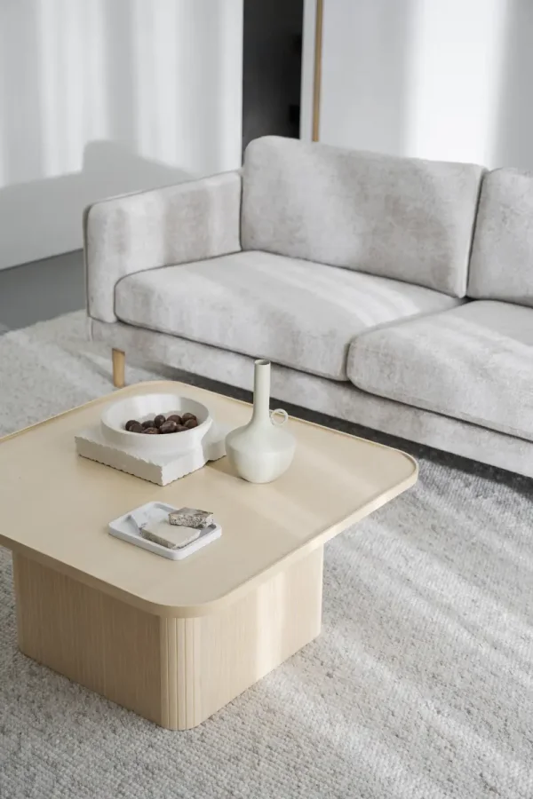 ROWICO Braden 3 pers. sofa - lys beige stof og natur egetr