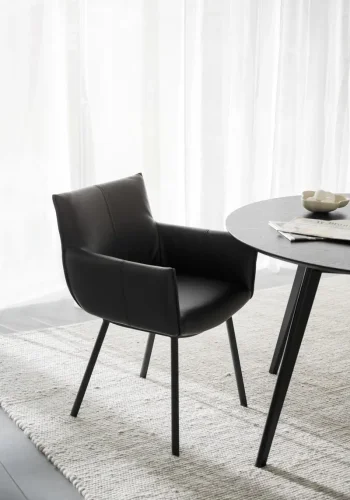 ROWICO Hinckley spisebordsstol, m. armln - sort lder og sort metal