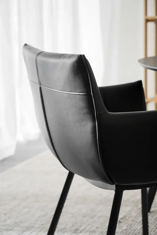 ROWICO Hinckley spisebordsstol, m. armln - sort lder og sort metal