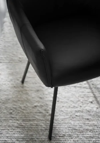 ROWICO Hinckley spisebordsstol, m. armln - sort lder og sort metal