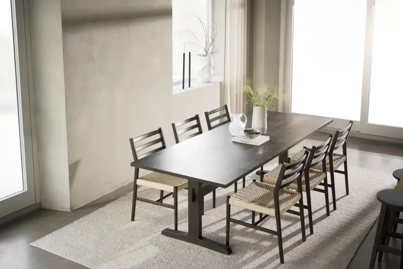 ROWICO Harlan spisebordsstol - lys beige papirsnor og brun eg