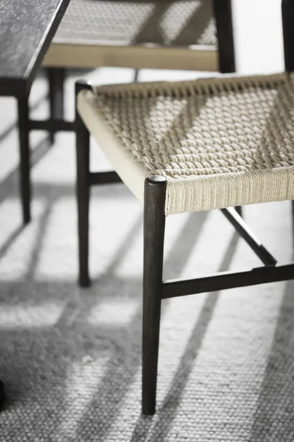 ROWICO Harlan spisebordsstol - lys beige papirsnor og brun eg