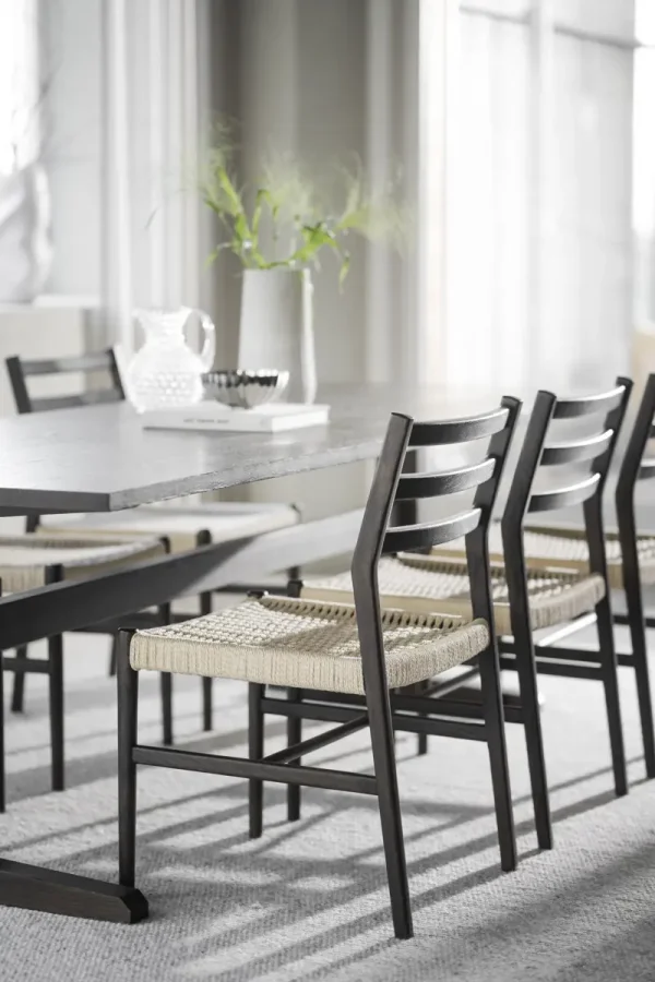 ROWICO Harlan spisebordsstol - lys beige papirsnor og brun eg