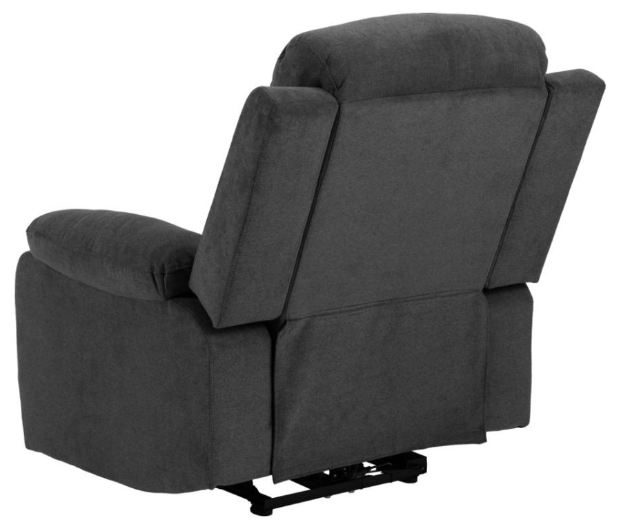 ACT NORDIC Vansbro recliner, m. el, C stik, USB-A, posefjedre - mrkegr stof og sort stl