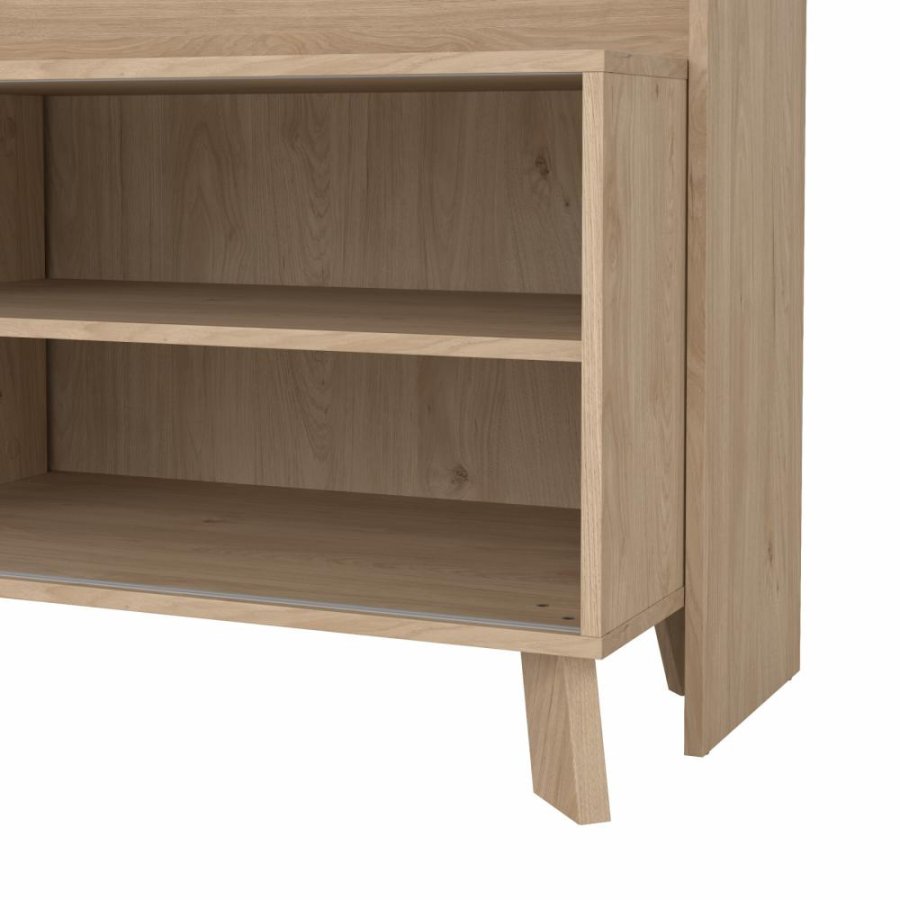 TVILUM Ikast TV-vg med 2 skydedre, Jackson Hickory/Hvid, 158,7 x 48,35 x 180,9 cm