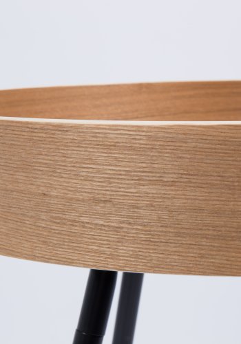 ZUIVER OAK bakkebord, rund - natur egetr og sort stl (46.5)