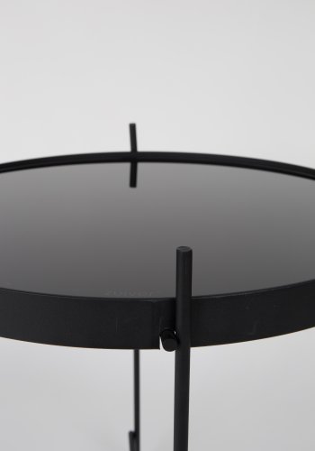 ZUIVER Cupid sidebord S, rund - sort glas og sort metal (43)