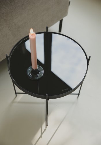 ZUIVER Cupid sidebord S, rund - sort glas og sort metal (43)