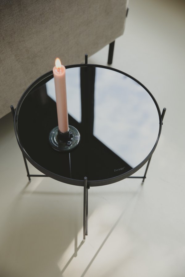 ZUIVER Cupid sidebord S, rund - sort glas og sort metal (43)