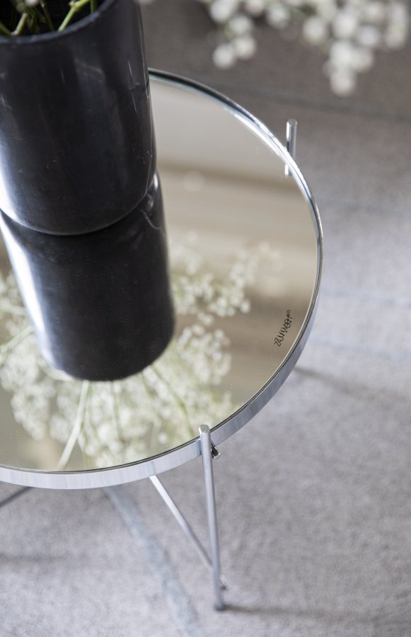 ZUIVER Cupid sidebord S, rund - slv glas og slv metal (43)