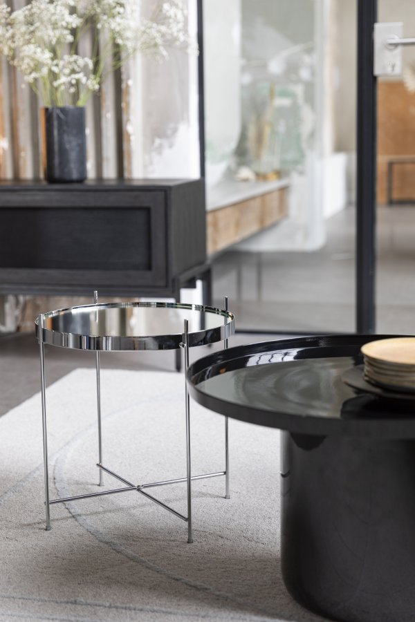 ZUIVER Cupid sidebord S, rund - slv glas og slv metal (43)