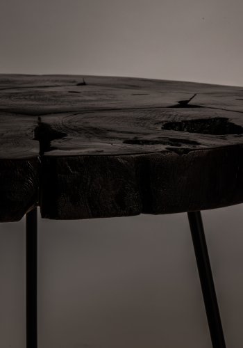DUTCHBONE Kraton sidebord L, rund - sort teaktr og sort jern (60)
