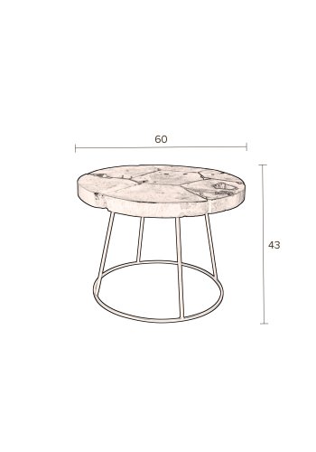 DUTCHBONE Kraton sidebord L, rund - sort teaktr og sort jern (60)
