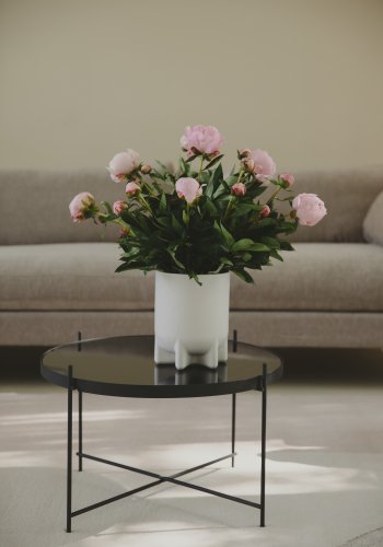 ZUIVER Cupid sidebord L, rund - sort glas og sort metal (62.5)