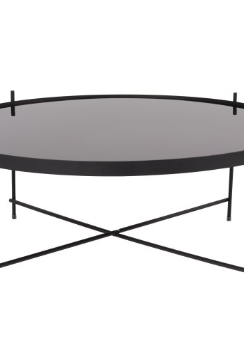 ZUIVER Cupid sidebord XXL, rund - sort glas og sort metal (82.5)