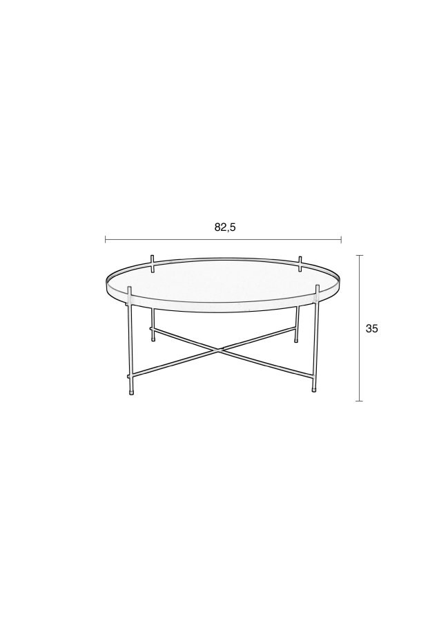 ZUIVER Cupid sidebord XXL, rund - sort glas og sort metal (82.5)