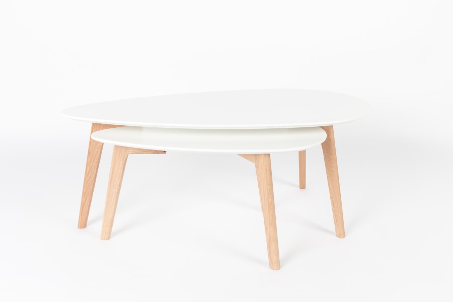 WHITE LABEL LIVING Drop sidebord - hvid og natur tr (st af 2)