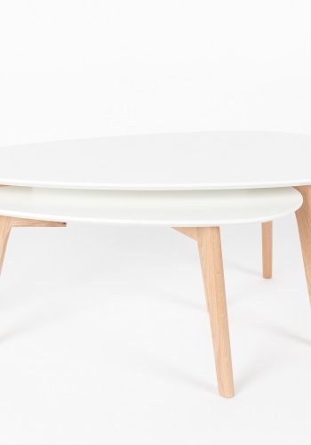 WHITE LABEL LIVING Drop sidebord - hvid og natur tr (st af 2)