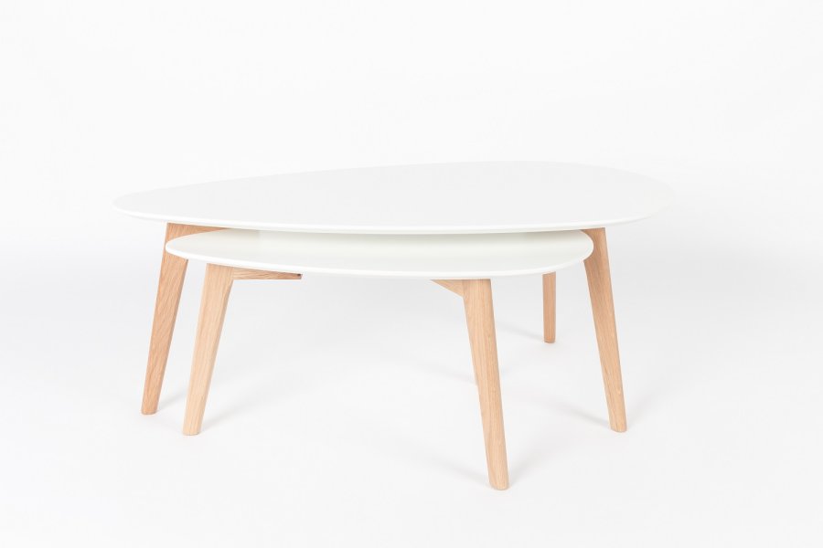 WHITE LABEL LIVING Drop sidebord - hvid og natur tr (st af 2)