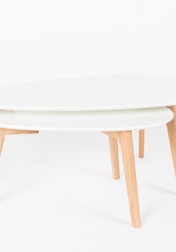 WHITE LABEL LIVING Drop sidebord - hvid og natur tr (st af 2)