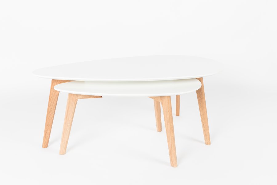 WHITE LABEL LIVING Drop sidebord - hvid og natur tr (st af 2)