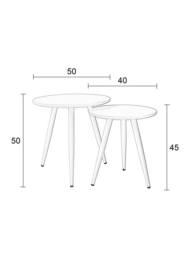 WHITE LABEL LIVING Daven sidebord - hvid tr (st med 2)