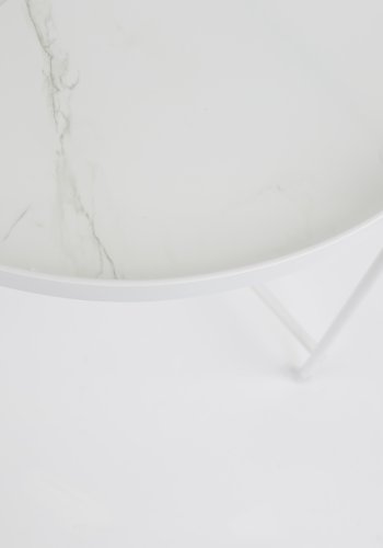 ZUIVER Cupid sidebord S, rund - hvid glas m. marmorlook og hvid metal (43)