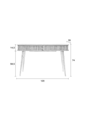 ZUIVER Barbier konsolbord, m. 2 skydelger - natur askefinér og asketr (120x35)