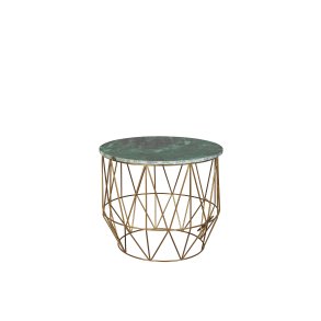 DUTCHBONE Boss sidebord, rund - grn marmor og guld jern (51)