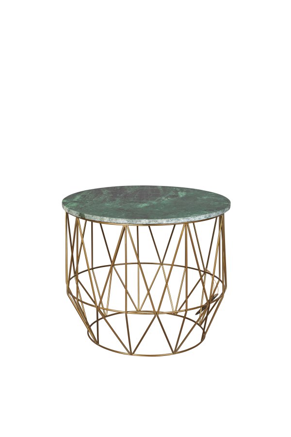 DUTCHBONE Boss sidebord, rund - grn marmor og guld jern (51)
